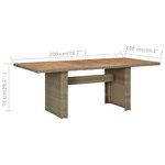 vidaXL Table à dîner de jardin Marron 200x100x74 cm Résine tressée