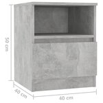 Vidaxl table de chevet gris béton 40x40x50 cm aggloméré