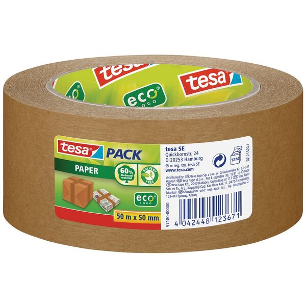 Tesapack paper bande d'emballage (paquet 6 x 50 mètres)