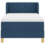 Lit Box Spring avec Matelas - Bleu - 90x190 cm - Tissu