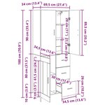 vidaXL Haut Armoire avec tiroir Chêne noir 69 5 x 34 x 180 cm