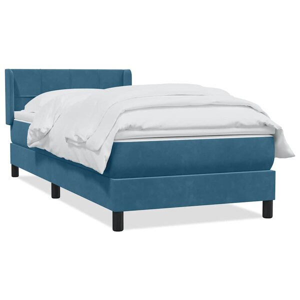 vidaXL Sommier à lattes de lit et matelas bleu foncé 80x220 cm velours