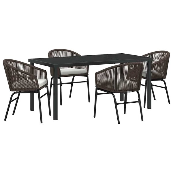 vidaXL Ensemble de salle à manger pour jardin 5 Pièces Marron Poly rotin