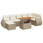 vidaXL Salon de jardin avec coussins 8 Pièces beige résine tressée