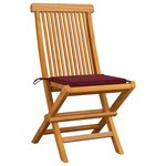 vidaXL Chaises de jardin avec coussins rouge bordeaux lot de 6 Teck