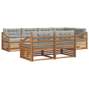 vidaXL Ensemble de canapés d'extérieur 7 pc Gris Naturel et Clair