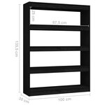 vidaXL Bibliothèque/Séparateur de pièce Noir 100x30x135 5cm Pin massif
