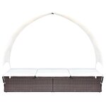 vidaXL Chaise longue double avec auvent Résine tressée Marron