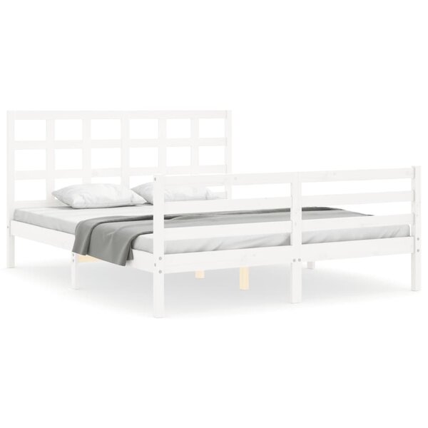 vidaXL Cadre de lit sans matelas blanc 160x200 cm bois massif