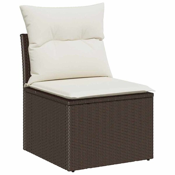 vidaXL Set de canapé de jardin 7 pièces avec des coussins marron en poly rotin