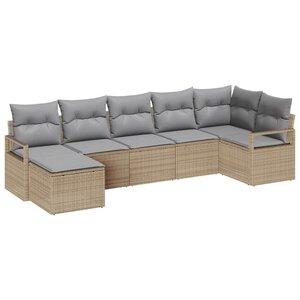 vidaXL Ensemble de canapé de jardin 7 Pièces Beige et Gris clair