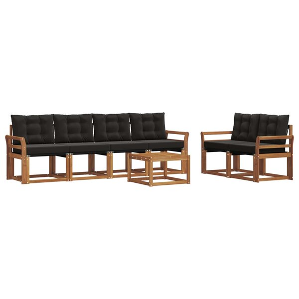 vidaXL Ensemble de canapés d'extérieur 7 pc Naturel et Noir