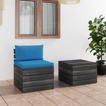 vidaXL Salon palette de jardin 2 Pièces avec coussins Bois de pin massif