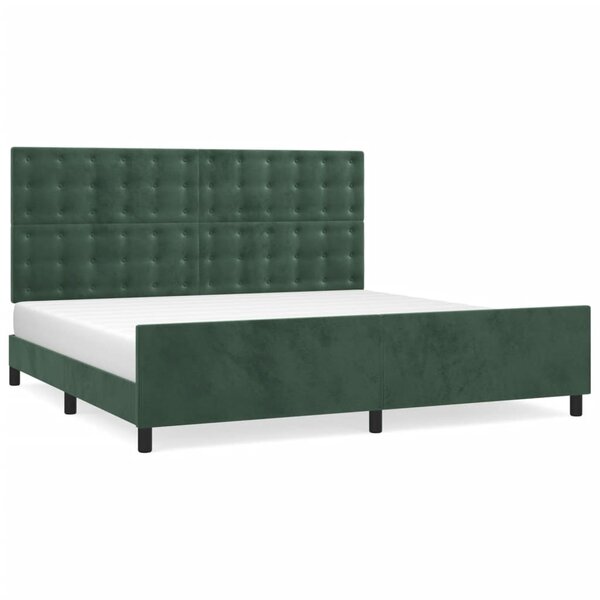 vidaXL Cadre de lit avec tête de lit Vert foncé 200x200 cm Velours