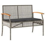vidaXL Salon de jardin 4 Pièces avec coussins Gris Résine tressée