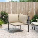 vidaXL Canapé d'angle de jardin avec coussins gris résine tressée