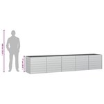 vidaXL Lit surélevé de jardin 400x80x77 cm Acier galvanisé Argenté