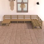 vidaXL Salon de jardin 7 Pièces marron miel bois de pin massif