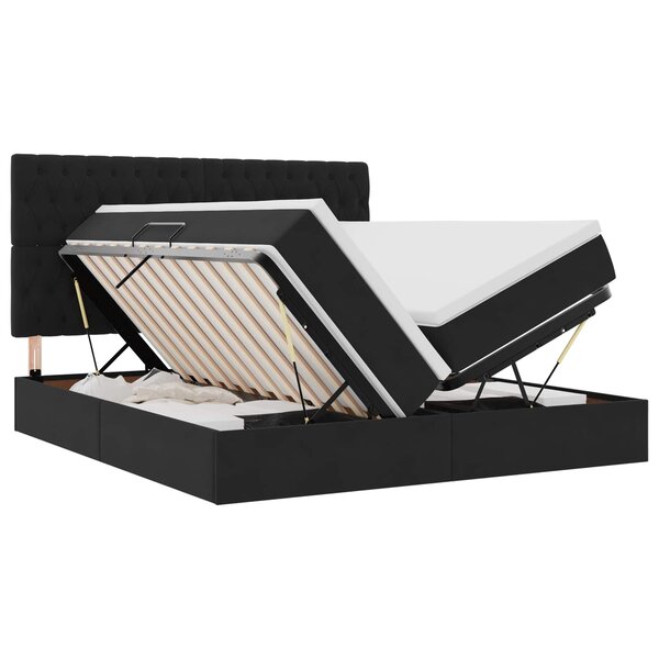vidaXL Lit de rangement LED avec matelas Noir 180 x 200 cm Velours