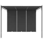 vidaXL Belvédère de jardin avec rideau latéral 3x3x2 25 m Anthracite