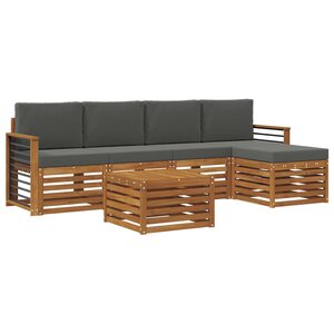 vidaXL Ensemble de canapés d'extérieur 6 Pièces Naturel et Anthracite