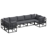 vidaXL Ensemble de canapé de jardin 7 pc Noir Aluminium