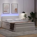 vidaXL Lit avec rangement et LED avec matelas Blanc pur 140 x 200 cm