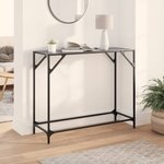 vidaXL Table console avec dessus en verre noir 98x35x81 cm acier