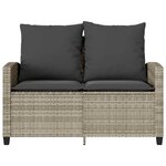 vidaXL Canapé de jardin 2places coussins et table gris clair polyrotin