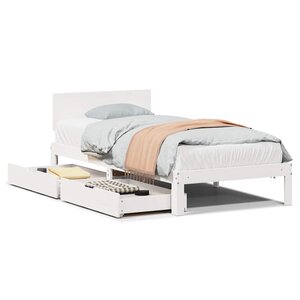 vidaXL Cadre de lit avec tiroirs sans matelas blanc 100x200 cm