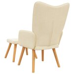 vidaXL Chaise de relaxation avec tabouret Crème Tissu