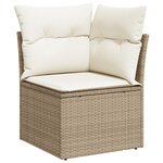 Ensemble de Canapé de Jardin 5 Pièces avec Coussins Beige Poly Rotin Acacia