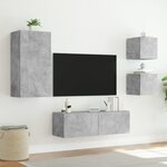 vidaXL Meuble TV muraux 4 Pièces avec lumières LED gris béton