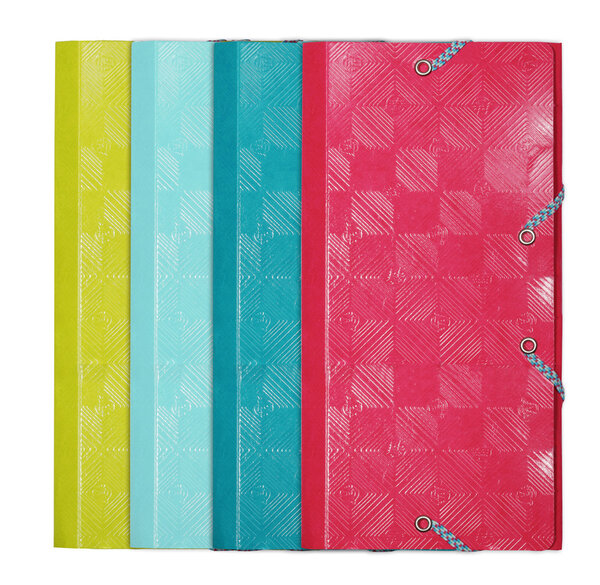 Chemise à élastiques 3 rabats carte lustrée gaufrée pelliculée 1928 - 23  5x12cm - couleurs assorties - x 12 - exacompta