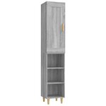 vidaXL Buffet haut Sonoma gris 35x34x180 cm Bois d'ingénierie