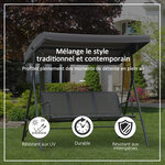 Balancelle de jardin 3 places grand confort toit inclinaison réglable assise et dossier ergonomique acier textilène gris
