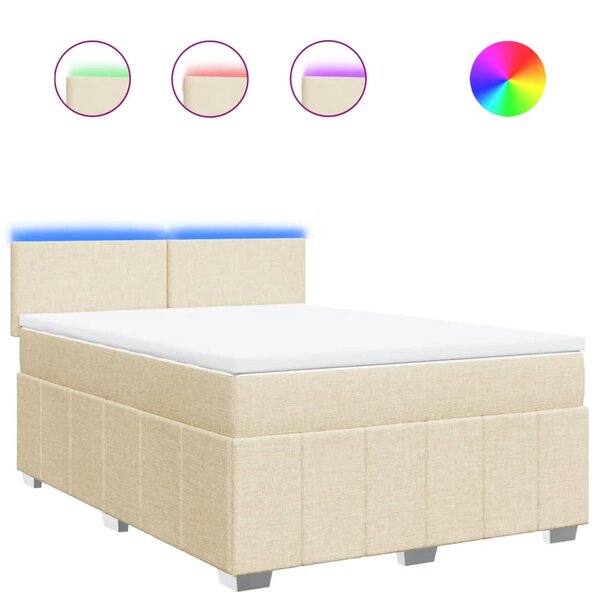 vidaXL Sommier à lattes de lit avec matelas Crème 140x200 cm Tissu
