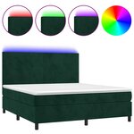 vidaXL Sommier à lattes de lit et matelas et LED Vert foncé 180x200 cm