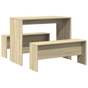 vidaXL Ensemble table à manger et bancs 3 Pièces bois d'ingénierie