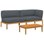 vidaXL Ensemble de Canapés 3 pc Anthracite Bois d'Acacia Massif
