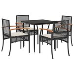 vidaXL Ensemble à manger de jardin coussins 5Pièces Noir Résine tressée