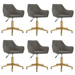 vidaXL Chaises pivotantes à manger lot de 6 Gris foncé Velours