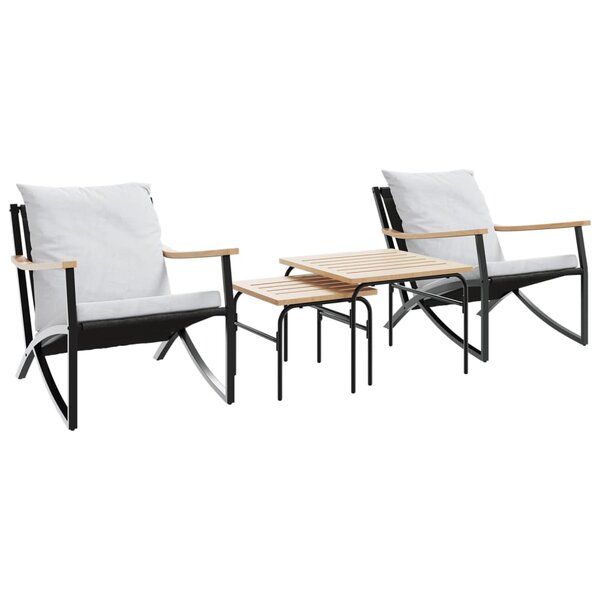 vidaXL Ensemble de meubles de balcon 4 Pièces avec coussins acier noir