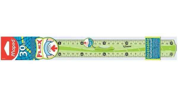Règle plate Triple Décimètre Incassable Flex 30 cm bleu ou vert MAPED