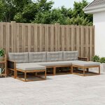 vidaXL Ensemble de canapés d'extérieur 6 Pièces Naturel et gris clair