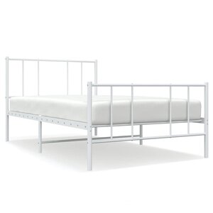 vidaXL Cadre de lit métal sans matelas avec pied de lit blanc 90x190cm