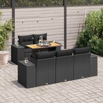 vidaXL Salon de jardin 6 Pièces avec coussins noir résine tressée