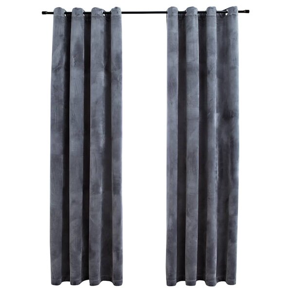 vidaXL Rideaux occultants et anneaux 2Pièces Velours Anthracite 140x175cm