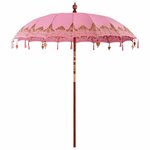 vidaXL Parasol balinais 260 Rose 210-220 cm Coton et bois massif