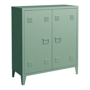 Casier de bureau armoire meuble de rangement pour bureau atelier chambre acier de bureau métallique à 2 portes 90 x 80 x 33 cm vert pastel mat 03_0006342